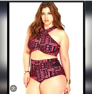Gorgeous Boutique 3x bright pink Aztec bikini set